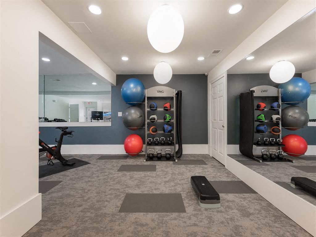 Birmingham, AL apartment complex 24-hour premium fitness center with exercise equipment, wide mirrors and soft flooring, at Chace Lake Villas apartments Birmingham, AL apartment complex 24-hour premium fitness center with exercise equipment, wide mirrors and soft flooring, at Chace Lake Villas apartments